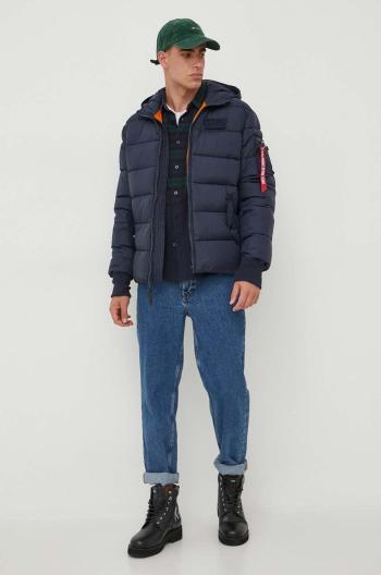 Alpha Industries Hooded Puffer FD tmavomodrá barva