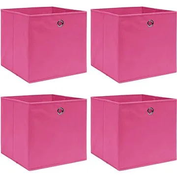 Úložné boxy 4 ks růžové 32 x 32 x 32 cm textil (288345)