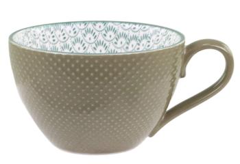 Zelený porcelánový hrnek s ornamenty uvnitř Arés Verte - 15* Ø12*8 cm/ 470ml 61076221