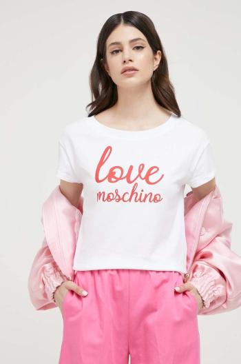 Bavlněné tričko Love Moschino bílá barva