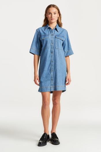 ŠATY GANT REG SS DENIM SHIRT DRESS INDIGO