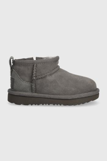 Dětské semišové sněhule UGG T CLASSIC ULTRA MINI šedá barva