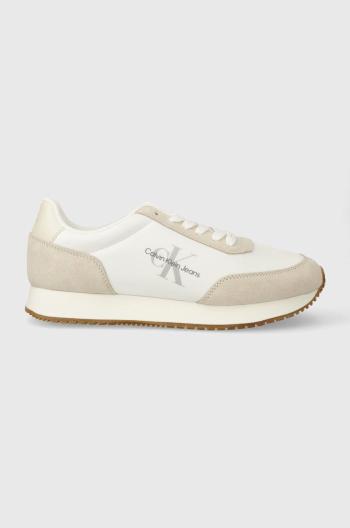 Sneakers boty Calvin Klein Jeans RETRO RUNNER LOW LACE NY ML béžová barva, YW0YW01326