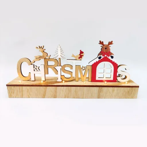 ACA Lighting dřevěná dekorace Vánoce, 6 LED na baterie (2xAA), WW, IP20, 30X6X13cm X06611244