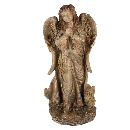 Béžová antik dekorace socha anděl Angel Vintage - 38*27*79 cm Clayre & Eef