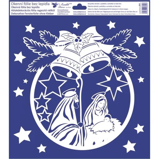 Okenní fólie andělé a betlém 30 x 33,5 cm betlém