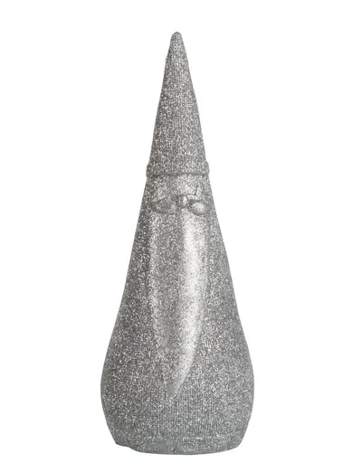 Stříbrná třpytivá dekorace Santa - Ø 7*18 cm 75480