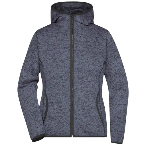 James & Nicholson (Daiber) Dámská mikina s kapucí na zip JN588 - Džínový melír / černá | L