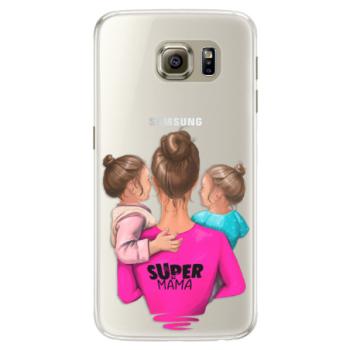 Silikonové pouzdro iSaprio - Super Mama - Two Girls - Samsung Galaxy S6 Edge