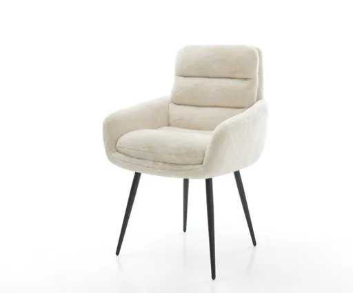 Jídelní židle Abelia-Flex s područkami plyšový manšestr krémová