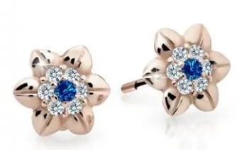 Cutie Jewellery Krásné dětské náušnice z růžového zlata C2202-30-X-4 modrá