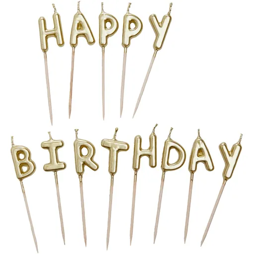 HAPPY BIRTHDAY Svíčky na dort set - zlatá