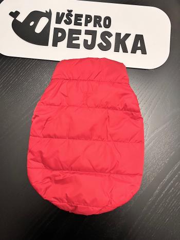 Vsepropejska Navy zimní bunda pro psa s kožíškem Barva: Červená, Délka zad (cm): 23, Obvod hrudníku: 33 - 36 cm