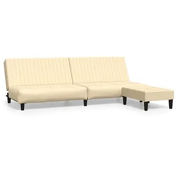 2místná rozkládací pohovka s podnožkou krémová samet, 3081863 (3081863)