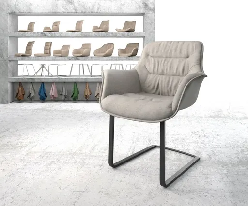 Jídelní židle Kaira-Flex světle šedá plochá tkanina konzolová