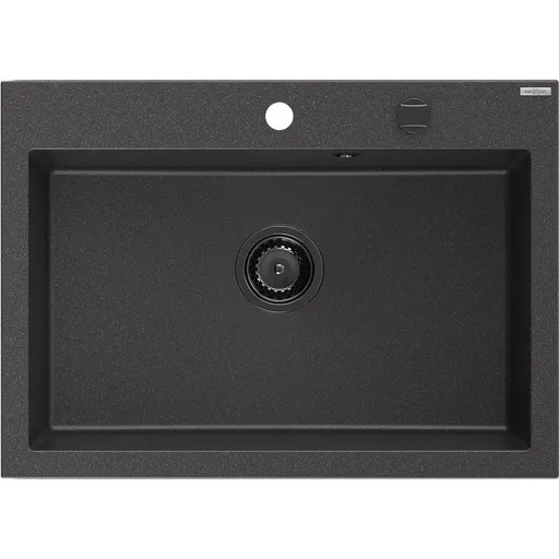 MEXEN/S Elix granitový dřez 1-miska 700 x 500 mm, černá kropenatá, sifon černá 6526701005-76-B