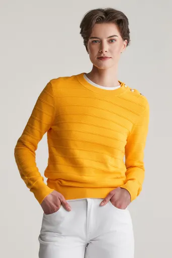 SVETR GANT TEXTURED COTTON C-NECK DAFFODIL YELLOW