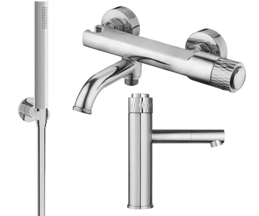 MEXEN/S Diamond R70 Set umyvadlové a vanové baterie s příslušenstvím, chrom 71503R70-00