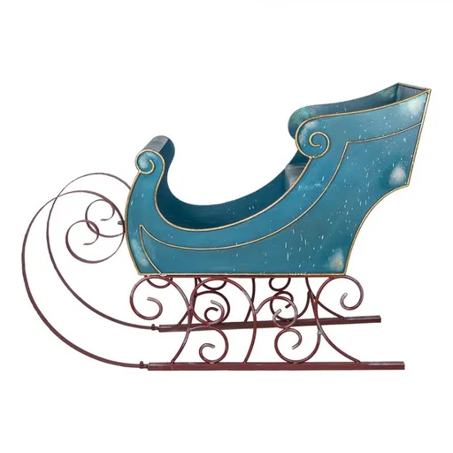 Veliké modré kovové sáně Christmas Sleigh - 137*50*98 cm Clayre & Eef