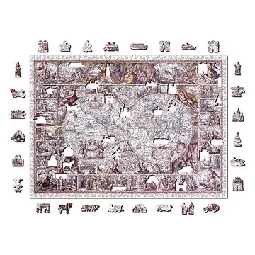 Woden City Dřevěné puzzle Mapa doby objevů 2v1, 1010 dílků eko (TR 1010-0101-XL)