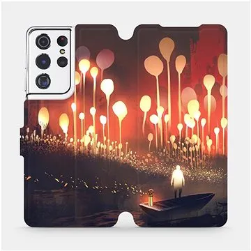 Flipové pouzdro na mobil Samsung Galaxy S21 Ultra 5G - VA01S Lampiony a muž v lodičce (5903516620142)