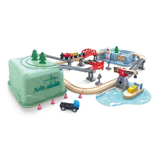 Hape Vláčkodráha set v boxu - Přístaviště