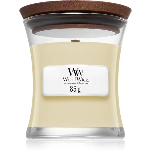 Woodwick White Teak vonná svíčka s dřevěným knotem 85 g