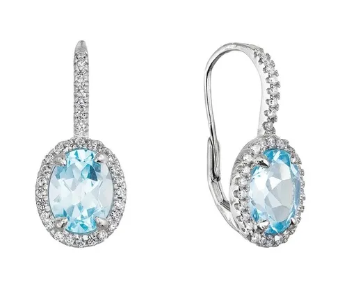 Evolution Group - Pavona Luxusní stříbrné náušnice se zirkony a pravým topazem 11492.3