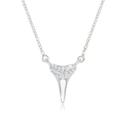 Náhrdelník ze stříbra 925 - silueta žraločího zubu ozdobená blýskavými zirkonky