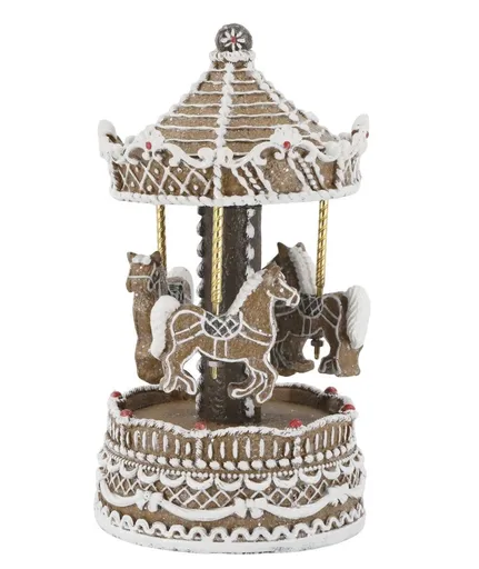 Perníková hrací skříňka kolotoč s koníky Noël - Ø 11,5*21,5 cm Chic Antique