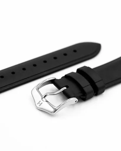 Řemínek Hirsch Urbane pro Apple Watch - černý - 22 mm - L – Standardní délka (doporučujeme) - 18 mm - Stříbrná