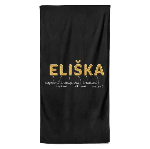 Osuška Ženská jména – GOLD (Jméno: Eliška, Velikost osušky: 70x140cm)