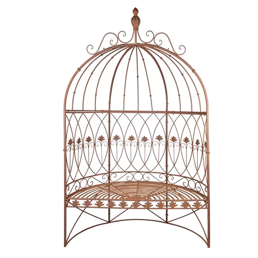 Hnědo-rezavá zahradní lavice s obloukem Filomia - 119*59*208 cm Clayre & Eef