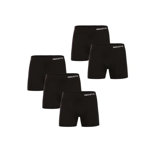 Nedeto 5PACK pánské boxerky bezešvé bambusové černé (5NDTB001S) XXL