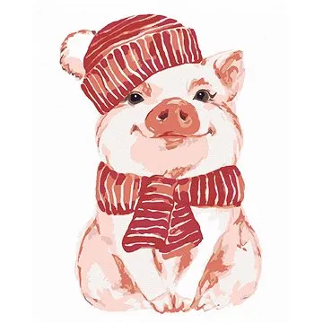 Zuty - Malování podle čísel - PRASE S ČERVENOU ŠÁLOU A ČEPICÍ, 80x100 cm, vypnuté plátno na rám (HRAmmb11199nad)