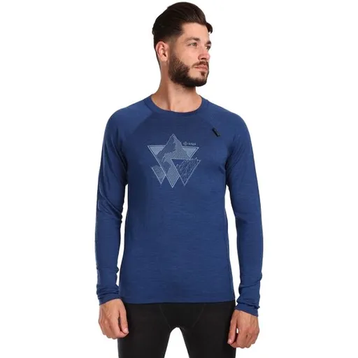 KILPI MAVORA TOP Pánské termoprádlo z merino vlny, tmavě modrá, velikost