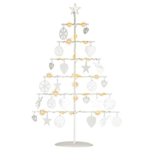 Nexos  64264 Vánoční kovový dekorační strom - bílý, 25 LED, teple bílá