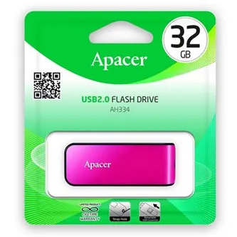 Apacer USB flash disk, USB 2.0, 32GB, AH334, růžový, AP32GAH334P-1, USB A, s výsuvným konektorem, DOPRODEJ
