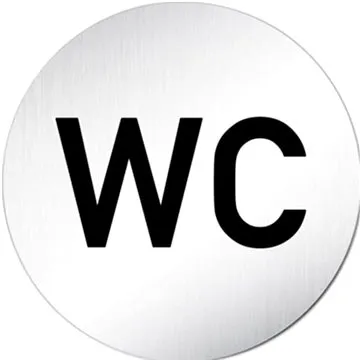 Znak rozlišovací "WC", O 75 mm, samolepící, nerez (148310)