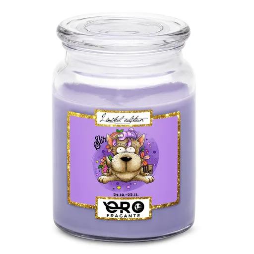 Svíčka Psí znamení – štír (Vůně svíčky: Levandule)