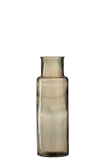 Hnědá úzká skleněná váza Cylinder M - 14,5*14,5*44,5 cm J-Line by Jolipa