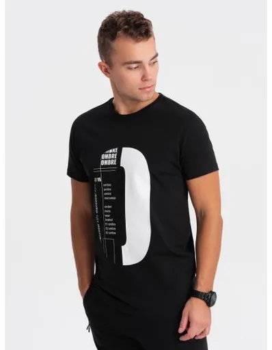 Pánské bavlněné tričko s potiskem V3 OM-TSPT-0166 černé