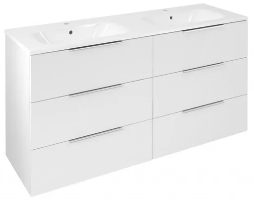 SAPHO CIRASA umyvadlová skříňka 139,6x75x46cm, 3x zásuvka, bílá lesk CR141-3030-31