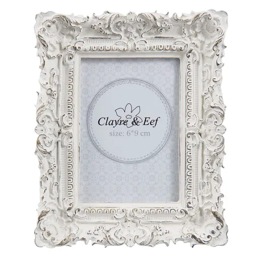 Fotorámeček bílý s patinou - 10*2*12 cm / 6*9 cm 2F0506