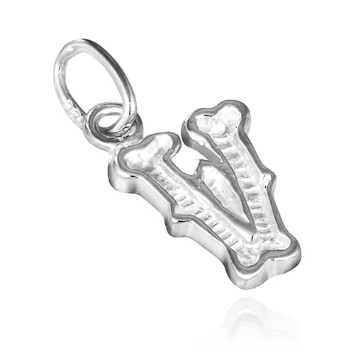 Přívěsek ze stříbra 925 - písmeno V s vroubky