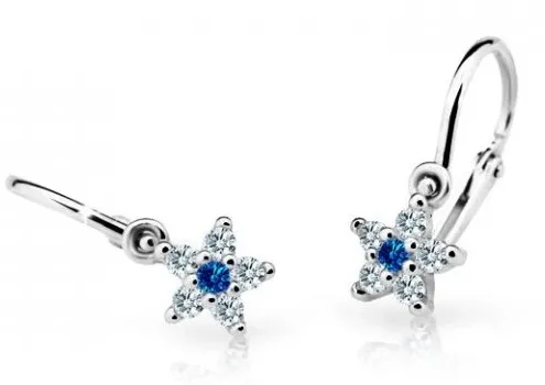 Cutie Jewellery Třpytivé dětské náušnice z bílého zlata C2118-10-X-2 modrá