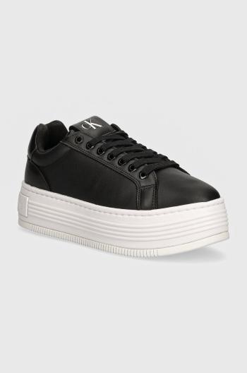 Kožené sneakers boty Calvin Klein Jeans BOLD PLATF LOW OH MG LTH černá barva, YW0YW01589