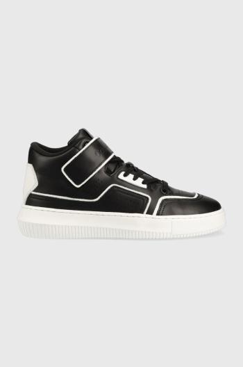 Kožené sneakers boty Calvin Klein Jeans Chunky Cupsole Laceup Mid černá barva