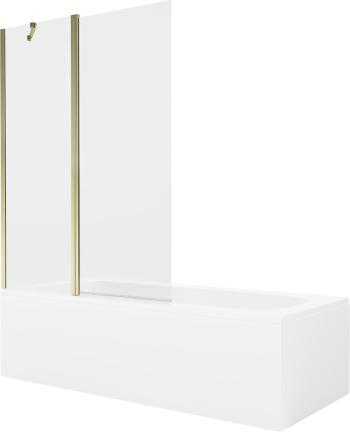 MEXEN/S Vega obdélníková vana 180 x 80 cm s panelem + vanová zástěna 120 cm, transparent, zlatá 550118080X9412115000