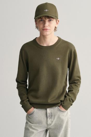 SVETR GANT SHIELD CLASSIC COTTON C-NECK JUNIPER GREEN